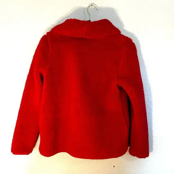 Talbots Women's Red Sherpa Solid Long Sleeve Jackets Size Petites Small - Picture 2 of 3